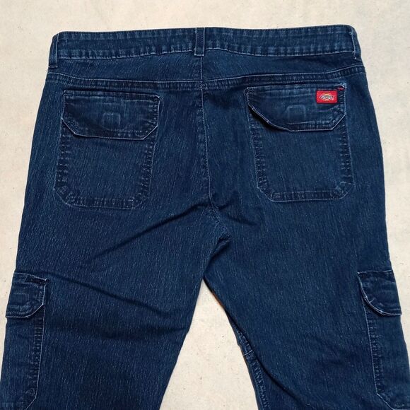 Dickies Women's Cargo Jeans Fits 34x27 Denim Utility Workwear Slim Pants - Picture 4 of 8